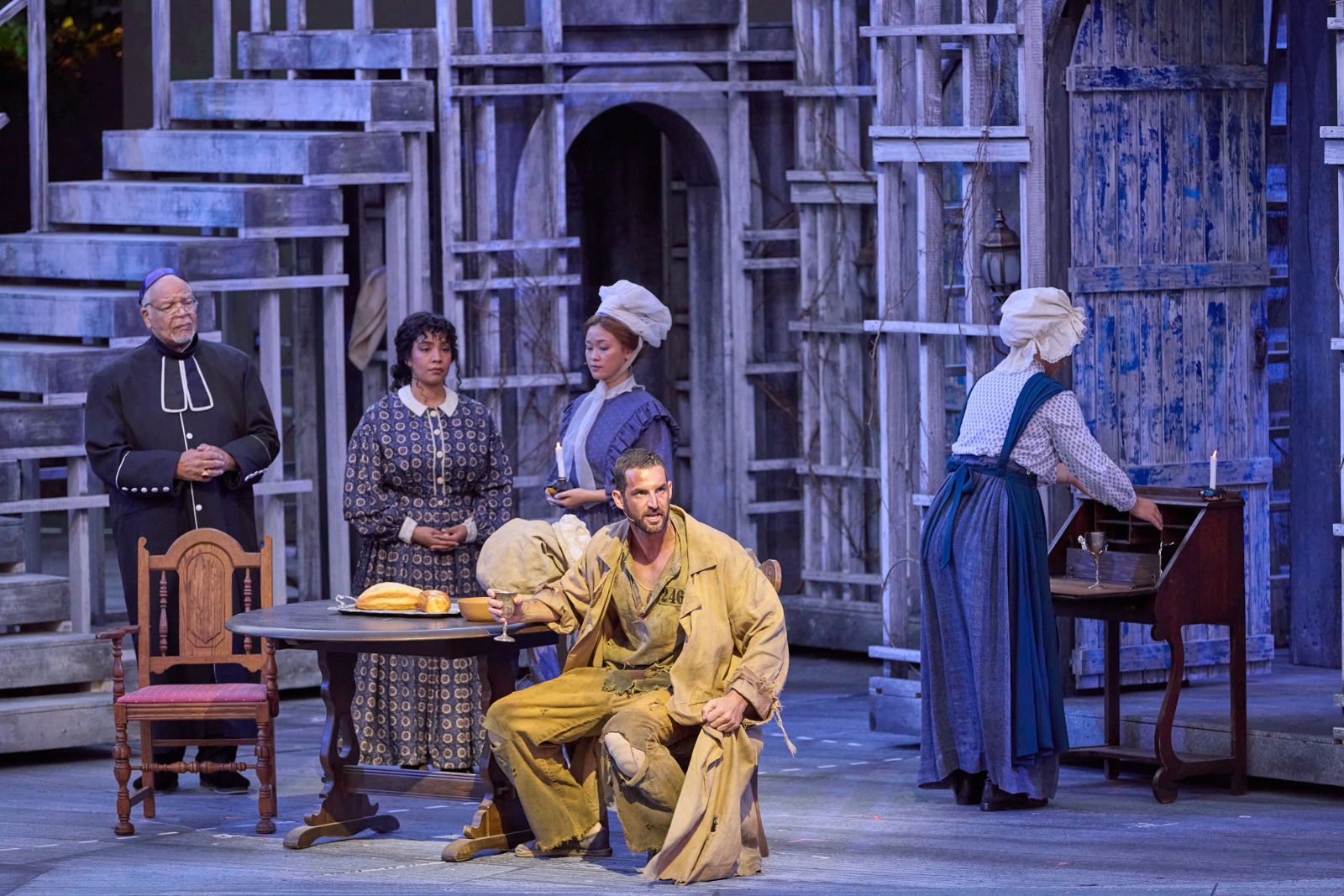 Les Miserables lighting design by Jason Lyons, The Muny