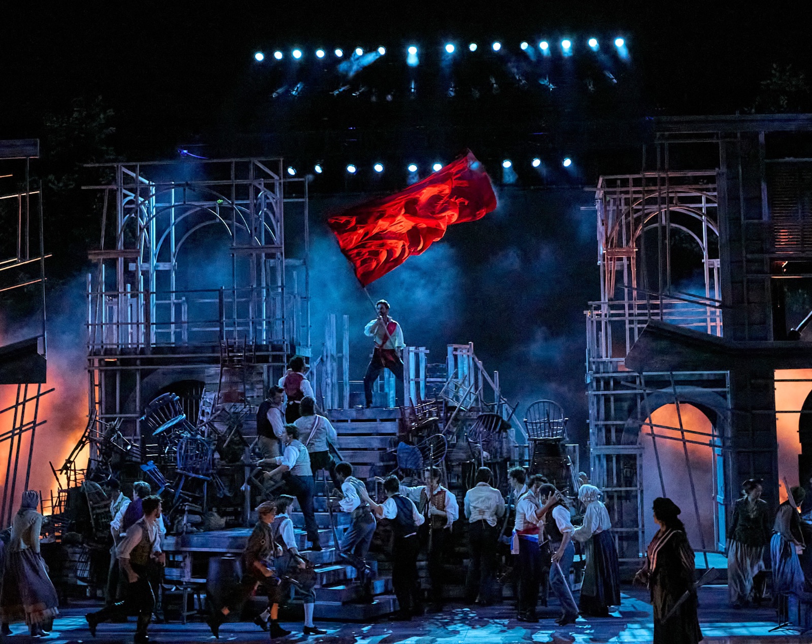 Les Miserables lighting design by Jason Lyons, The Muny