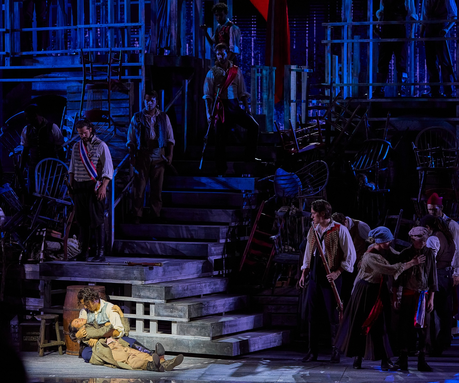Les Miserables lighting design by Jason Lyons, The Muny