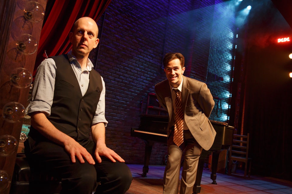 Murder For Two lighting design by Jason Lyons, Second Stage 