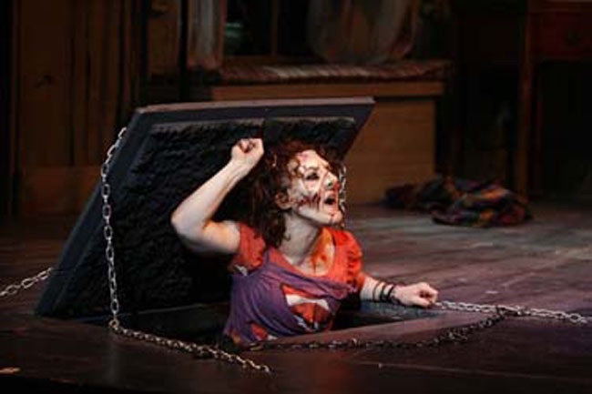 Evil Dead lighting design by Jason Lyons, New World Stages
